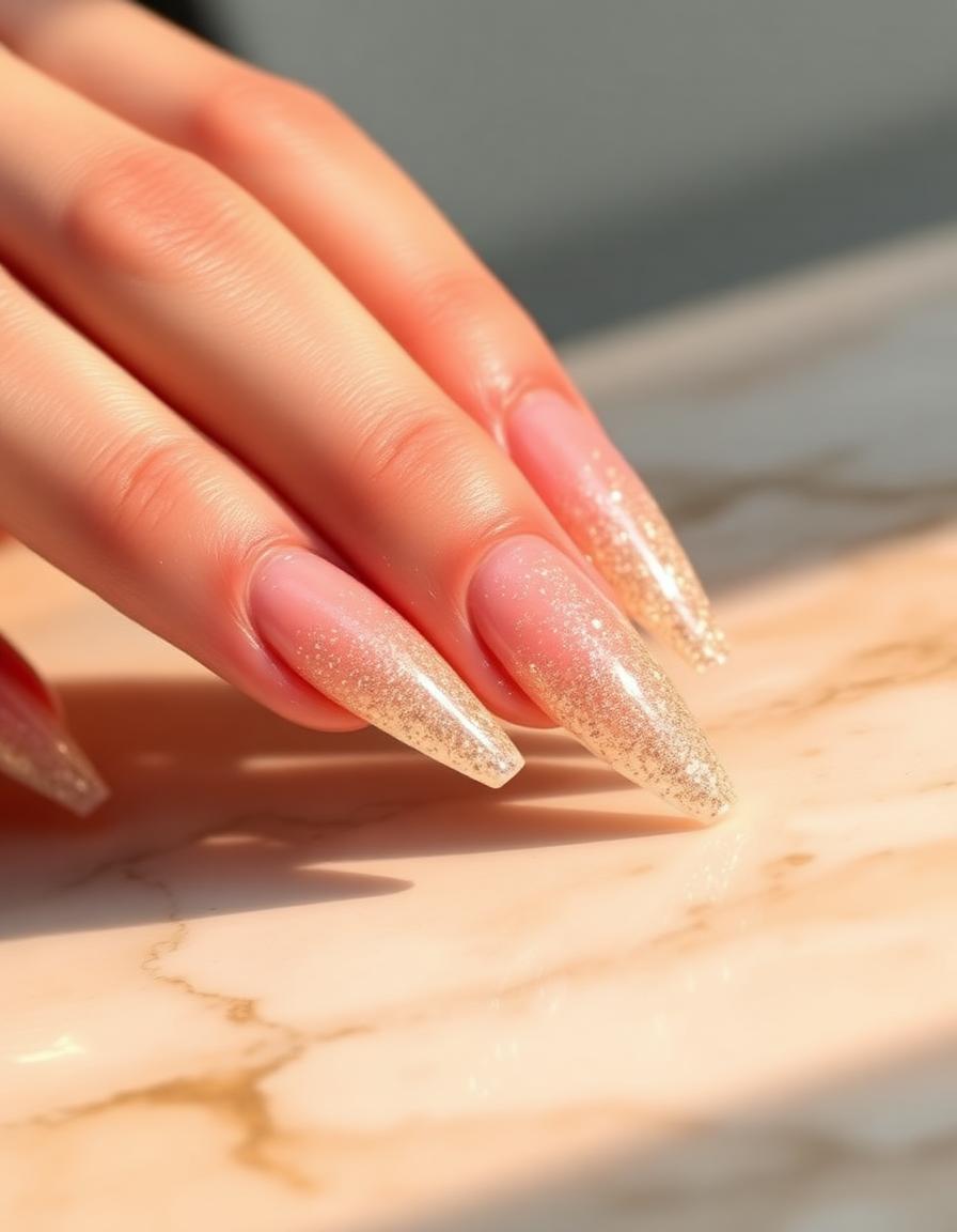 Nagų darbas – Champagne glitter